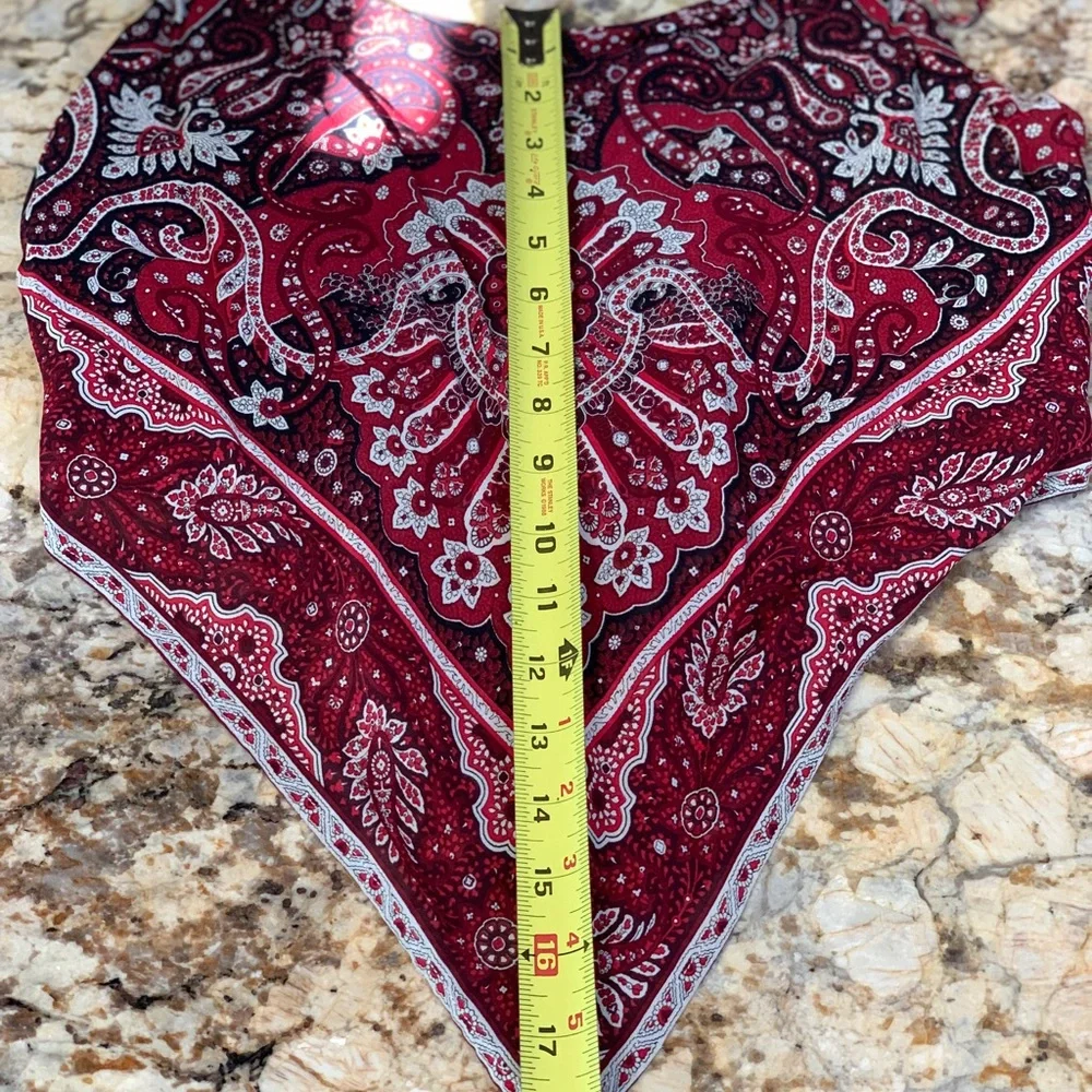 2 tops red bandana handkerchief top SZ LG and a SZ SM coral floral top zip back - Picture 5 of 13